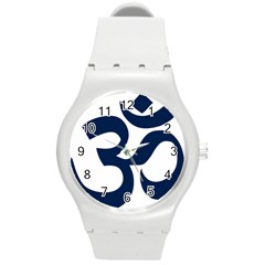 Hindu Om Symbol (dark Blue) Round Plastic Sport Watch (m) by abbeyz71