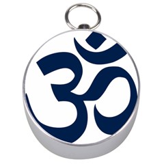 Hindu Om Symbol (dark Blue) Silver Compasses by abbeyz71