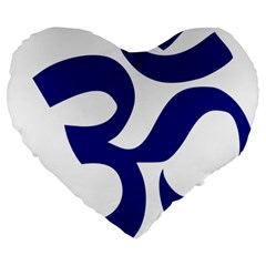 Om Symbol (navy Blue) Large 19  Premium Heart Shape Cushions by abbeyz71