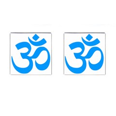 Hindu Om Symbol (ocean Blue) Cufflinks (square) by abbeyz71