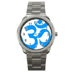 Hindu Om Symbol (ocean Blue) Sport Metal Watch by abbeyz71