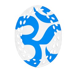 Hindu Om Symbol (ocean Blue) Oval Filigree Ornament (two Sides) by abbeyz71