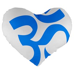 Hindu Om Symbol (ocean Blue) Large 19  Premium Heart Shape Cushions by abbeyz71