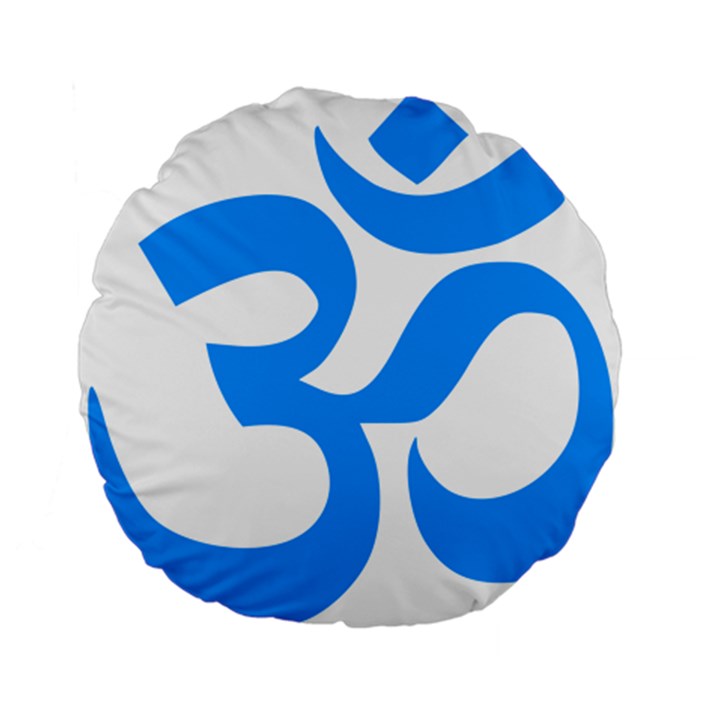 Hindu Om Symbol (Ocean Blue) Standard 15  Premium Flano Round Cushions