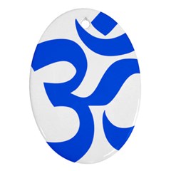 Hindu Om Symbol (blue) Oval Ornament (two Sides) by abbeyz71