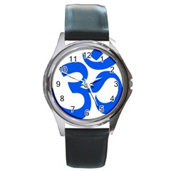 Hindu Om Symbol (blue) Round Metal Watch by abbeyz71