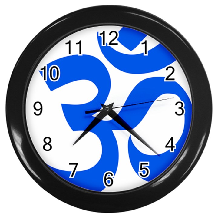 Hindu Om Symbol (Blue) Wall Clocks (Black)