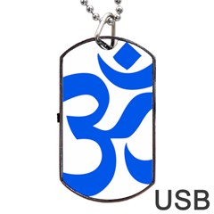 Hindu Om Symbol (blue) Dog Tag Usb Flash (one Side) by abbeyz71