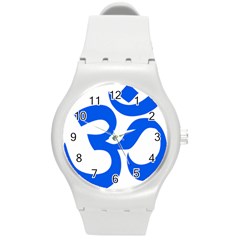 Hindu Om Symbol (blue) Round Plastic Sport Watch (m) by abbeyz71