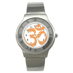 Hindu Om Symbol (sandy Brown) Stainless Steel Watch by abbeyz71