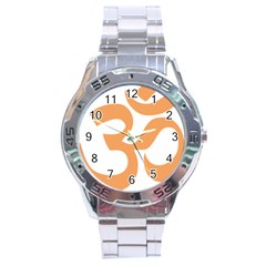 Hindu Om Symbol (sandy Brown) Stainless Steel Analogue Watch by abbeyz71