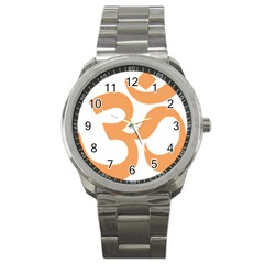 Hindu Om Symbol (sandy Brown) Sport Metal Watch by abbeyz71