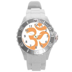 Hindu Om Symbol (sandy Brown) Round Plastic Sport Watch (l) by abbeyz71