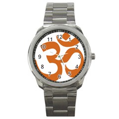 Hindu Om Symbol (chocolate Brown) Sport Metal Watch by abbeyz71