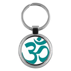 Hindu Om Symbol (dark Cyan) Key Chains (round)  by abbeyz71