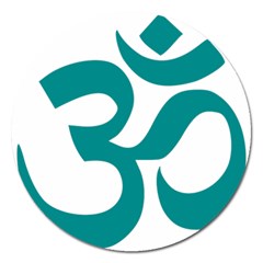 Hindu Om Symbol (dark Cyan) Magnet 5  (round) by abbeyz71