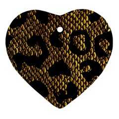 Metallic Snake Skin Pattern Heart Ornament (Two Sides)