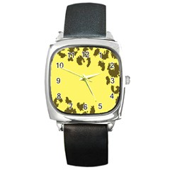 Banner Polkadot Yellow Grey Spot Square Metal Watch by Mariart