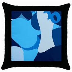 Blue Polka Throw Pillow Case (black) by Mariart