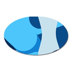 Blue Polka Oval Magnet by Mariart