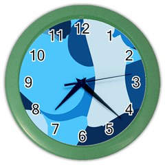 Blue Polka Color Wall Clocks by Mariart