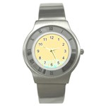 Bubbles Yellow Blue White Polka Stainless Steel Watch Front