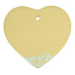 Bubbles Yellow Blue White Polka Heart Ornament (two Sides)