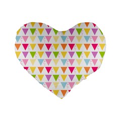 Bunting Triangle Color Rainbow Standard 16  Premium Flano Heart Shape Cushions by Mariart