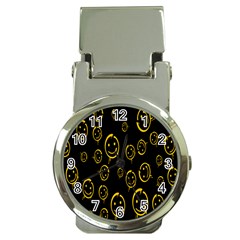 Face Smile Bored Mask Yellow Black Money Clip Watches by Mariart