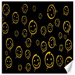 Face Smile Bored Mask Yellow Black Canvas 12  X 12  