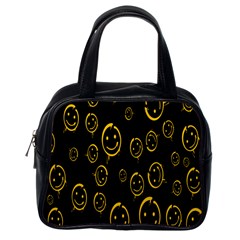 Face Smile Bored Mask Yellow Black Classic Handbags (one Side)