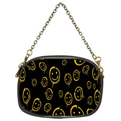Face Smile Bored Mask Yellow Black Chain Purses (one Side)  by Mariart