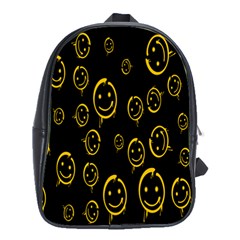Face Smile Bored Mask Yellow Black School Bags(large) 