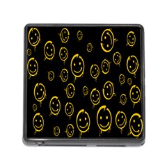 Face Smile Bored Mask Yellow Black Memory Card Reader (square)
