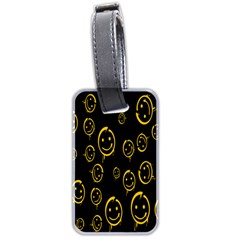 Face Smile Bored Mask Yellow Black Luggage Tags (two Sides)