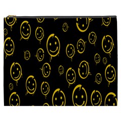 Face Smile Bored Mask Yellow Black Cosmetic Bag (xxxl)  by Mariart