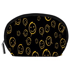 Face Smile Bored Mask Yellow Black Accessory Pouches (large) 