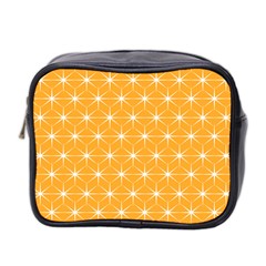 Yellow Stars Iso Line White Mini Toiletries Bag 2-side