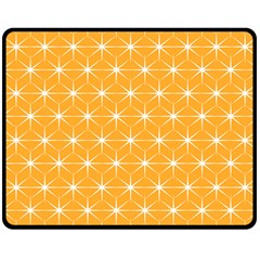 Yellow Stars Iso Line White Double Sided Fleece Blanket (medium)  by Mariart