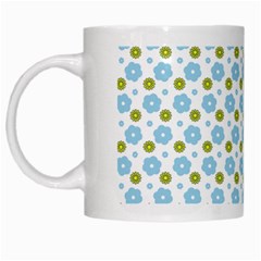 Blue Yellow Star Sunflower Flower Floral White Mugs by Mariart