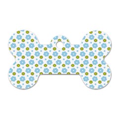 Blue Yellow Star Sunflower Flower Floral Dog Tag Bone (two Sides)