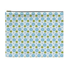 Blue Yellow Star Sunflower Flower Floral Cosmetic Bag (xl)