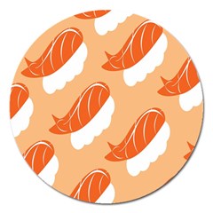 Fish Eat Japanese Sushi Magnet 5  (Round)