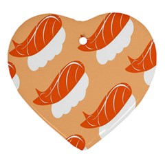 Fish Eat Japanese Sushi Heart Ornament (Two Sides)