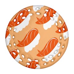 Fish Eat Japanese Sushi Ornament (Round Filigree)