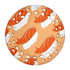 Fish Eat Japanese Sushi Round Filigree Ornament (Two Sides)