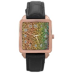 Crystals Rainbow Rose Gold Leather Watch 