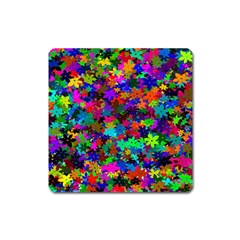 Flowersfloral Star Rainbow Square Magnet by Mariart