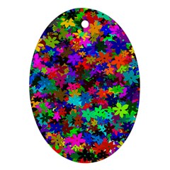 Flowersfloral Star Rainbow Oval Ornament (two Sides)