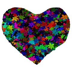 Flowersfloral Star Rainbow Large 19  Premium Flano Heart Shape Cushions by Mariart